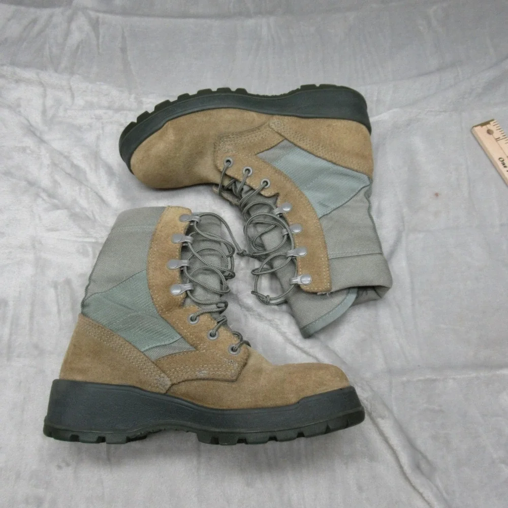 Mens Combat Boots US4 Military Lace‎ Up Vibram Sole Suede Closed Toe ASTMF2413